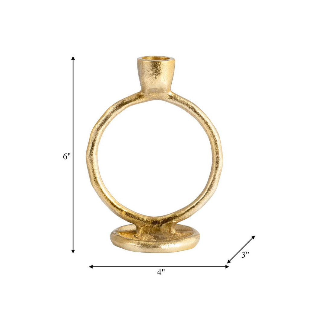 Taper Candle Holder – Sagebrook Home Gold Metal Round Ring – 6 in.