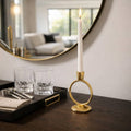 Taper Candle Holder – Sagebrook Home Gold Metal Round Ring – 6 in.