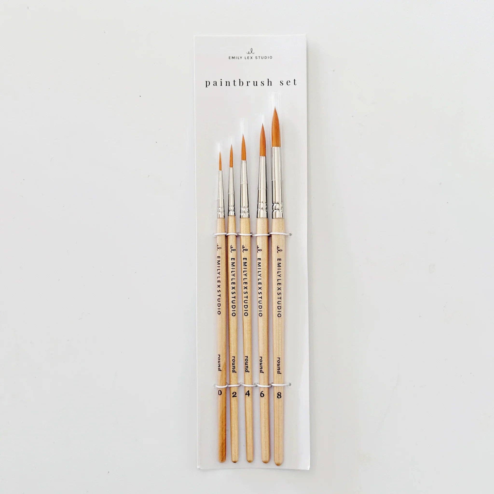 Watercolor Paintbrush Set – emily lex studio – 5 Wood Brushes, Sizes 0–8