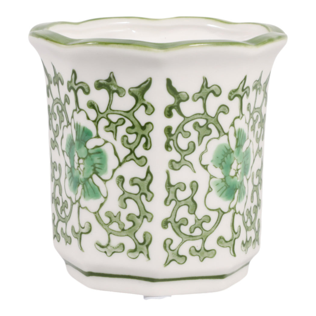 Scented Soy Candle – Sagebrook Home Plumeria – Green Chinoiserie Stoneware, 6 oz.