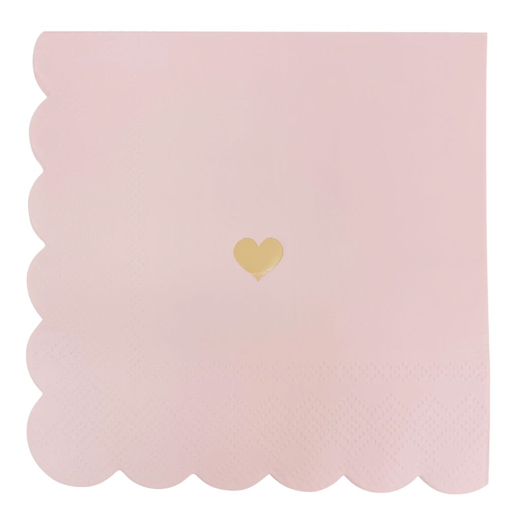 Sweet Water Decor - Pink w/ Gold Foil Heart Cocktail Napkins - Home Decor