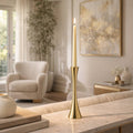 Taper Candle Holder – Gold Metal Modern Hourglass – 9 in.