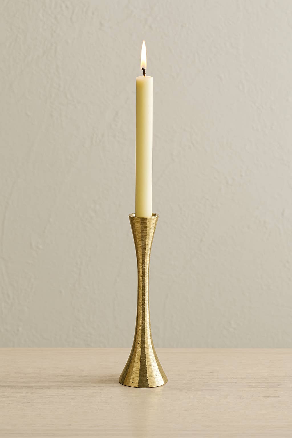 Taper Candle Holder – Gold Metal Modern Hourglass – 9 in.