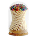 Decorative Safety Matches – Rainbow Color Tips in Glass Cloche – 150 ct, 4 in.